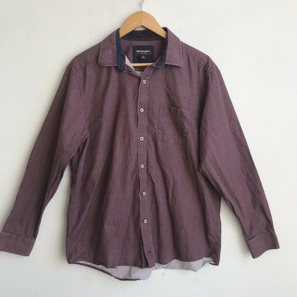 Johnston & Murphy Other - Johnston & Murphy Mens XL Long Sleeve Button Front Shirt Light Red Diamond Print